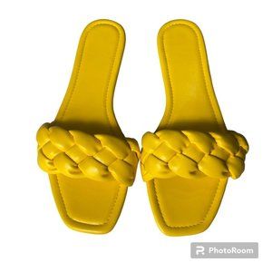 Braid Strap Sandals Yellow Size 38